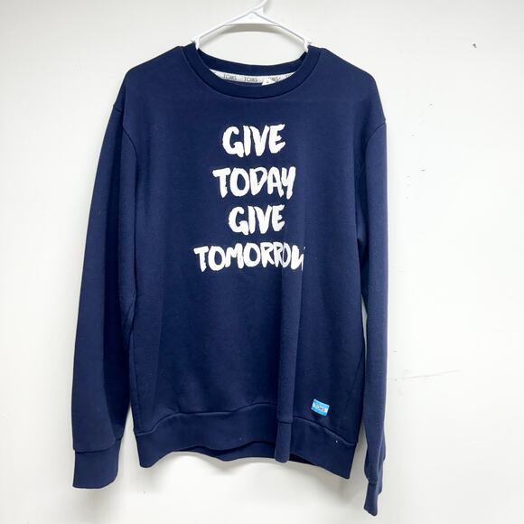 Toms Sweaters - Toms Women's "Give today give tomorrow" Graphic Blue Sweater Size Large